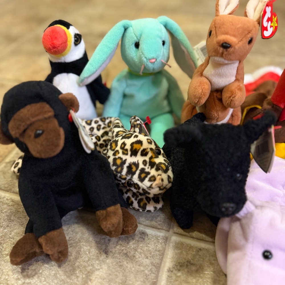 Lot of 12 Ty Beanie Babies Vintage Plush Collection Pouch Hippity Gobbles Multi - Picture 2 of 16